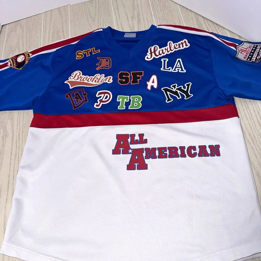 Legendary Classic All American BaseballJersey Blue Red White Size L Polyester